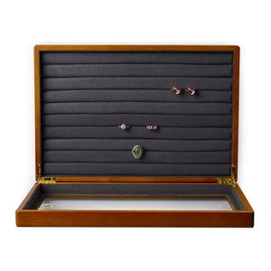 FANXI جديد عرض خشب متين حالة مجوهرات stogage مربع مع ستوكات وفتح غطاء خزانة عرض مجوهرات العارضين صينية العرض - Product Image 5