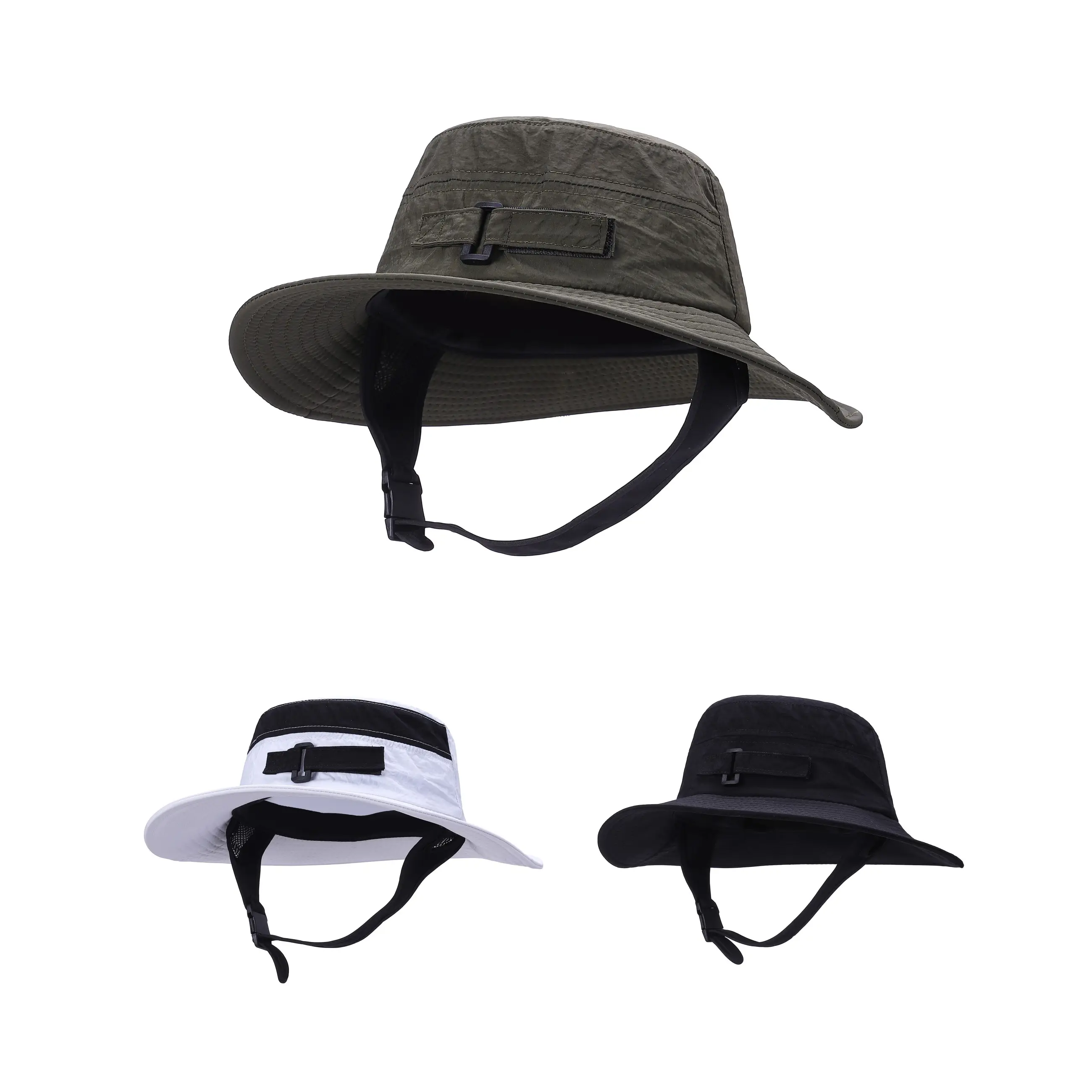 หมวกปีกกว้างสำหรับชายและหญิง, หมวกทรงถังระบายอากาศได้ดีแห้งเร็วกันน้ำเซิร์ฟริมทะเล