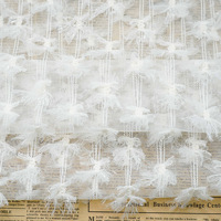 Tissu en Tulle Brodé 3D Nœud Papillon Coloré Brillant en Gros, Tissu en Dentelle Transparent à Rayures Scintillantes, Tissu Brodé pour Robe de Mariée