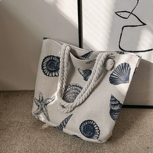 Sacs à bandoulière créatifs PEIQUAN imprimés grande capacité, sacs décontractés en toile de style coréen, sacs fourre-tout à corde épaisse - Product Image 2