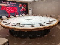 Table de Hotpot Électrique Ronde Commerciale Moderne avec Mini-Cuisinière à Induction Intégrée et Système de Séparation Personnalisé pour Restaurant