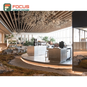 Mostrador de Servicio Contemporáneo para Cafetería, Acabado en Madera Laminada, Zona de Recogida de Comandas, Mostrador de Servicio para Cafetería - Product Image 4