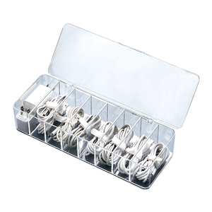 Plastic Desktop Sorting Compartments Cord Holder Data Charging Cable Earphone Organizer Transparent Data Cable Storage Box