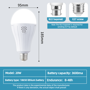 Bombilla LED de Emergencia Recargable Inalámbrica Portátil con Base B22/E27, Batería de 1500 mAh, Temperatura de Luz de 3000-6500 K - Product Image 5