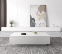 Meuble TV et table basse en bois moderne, design noir épuré, pour petits appartements et hôtels, à poser au sol dans le salon