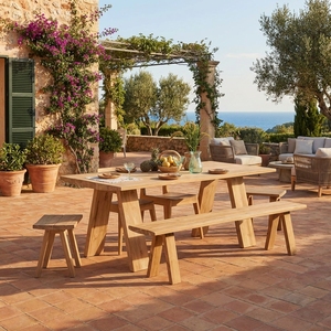 The Bondy Garden Dining <b>Table</b>, featuring a 6 cm thick solid wood surface, combines modern design with durable craftsmanship. - Product Image 2