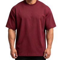 T-shirt pour homme avec logo personnalisé, coupe ample, poids lourd, 100% coton, épaules tombantes, t-shirt de fitness