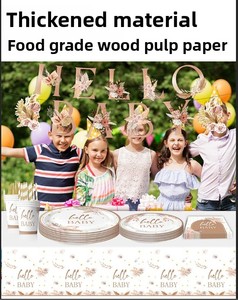 Ensemble de nappes personnalisées pour fête d'anniversaire, thème Bébé, Nouvel An, Noël, fournitures pour fête de remise de diplôme, Diwali, Pâques, assiettes <span class=keywords><strong>en</strong></span> <span class=keywords><strong>papier</strong></span>, serviettes - Product Image 4