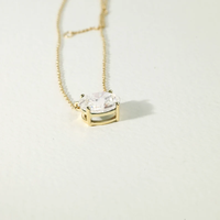 Colgante Minimalista de Diamante Ovalado Cultivado en Laboratorio con Engaste de Garras en Oro Sólido de 10K, 14K, 18K, Colgante Solitario de Diamante, Regalo Nupcial