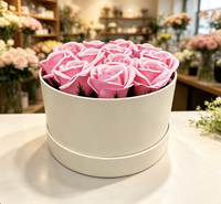 Boîtes rondes en carton recyclé avec logo personnalisé, finition mate, emballage cadeau pour roses et Saint-Valentin