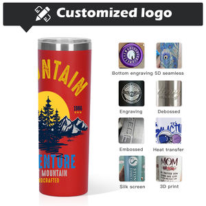 Gobelet en acier inoxydable régulier avec logo personnalisé, revêtement en poudre, double paroi, café, 20 oz, gobelets de voyage fins - Product Image 3