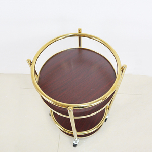 Hotel Double-deck Round Firewood Titanium Wine <strong>Cart</strong> Restaurant <strong>Service</strong> Equipment Room Serving <strong>Carts</strong> - Product Image 5