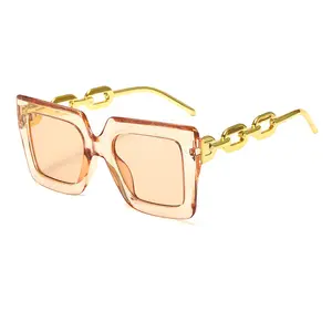 Unique Metal Chain Link Temple Retro Narrow Women Sunglasses Fit For All Kinds Of Faces
