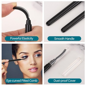 Brosse à cils en silicone noir réutilisable, applicateur de mascara, peigne à sourcils avec couvercle, outil de maquillage beauté - Product Image 5