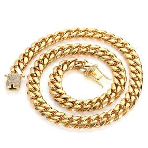 <span class=keywords><strong>Cadena</strong></span> Cubana YYN Monaco para <span class=keywords><strong>Hombre</strong></span>, Estilo Hip Hop, 6-18MM, <span class=keywords><strong>Cadena</strong></span> de Acero Inoxidable Miami, Chapada en Oro de 18K, con Incrustaciones de Diamantes - Product Image 5