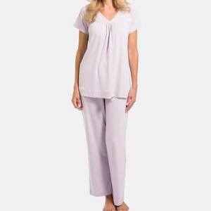 Organic Cotton Women's Pyjamas Long Sleeve <strong>Sleep</strong> <strong>Tee</strong> &amp; Pant Pajama Set Custom Jersey Women Homewear Sets Womens Clothes - Product Image 5