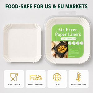 Directo de Fábrica, Forros Cuadrados Blancos para Freidora de Aire de 8 Pulgadas, 150 Unidades, Papel de Hornear Desechable de Grado Alimenticio 38gsm para Freidoras de 5.8-8QT - Product Image 2
