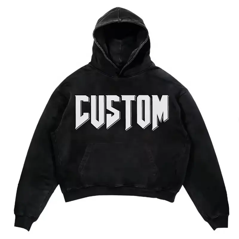 400 Gsm Aanpassen Katoen Grafische Mannen Screen Puff Printing Distressed Zwaargewicht Zuur Wassen Fabrikanten Oversized Custom Hoodie