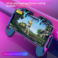 Nouvelle manette de jeu sans fil à six doigts avec double ventilateur de refroidissement et batterie pour téléphones mobiles (superbe) - compatible avec iOS et Android
