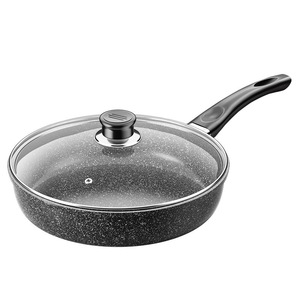 Poêle à frire antiadhésive en granit avec couvercle en verre et poignée ergonomique, compatible induction, pour la cuisine domestique (vente en gros) - Product Image 2