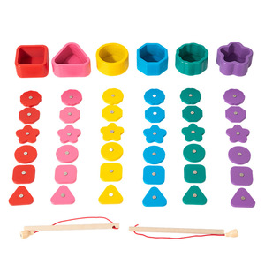 Juego de Clasificación de Colores y Formas Montessori para Bebés, Juguetes Educativos de Reconocimiento de Formas Geométricas para Niños, Juguete de Pesca de Madera - Product Image 5