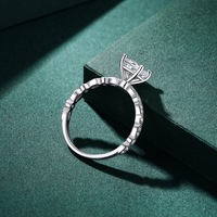 Cincin Moissanite Persegi 1CT Fashion, Cincin Pertunangan Perak Sterling 925 untuk Wanita, Hadiah dengan Sertifikasi GRA, Perhiasan Custom
