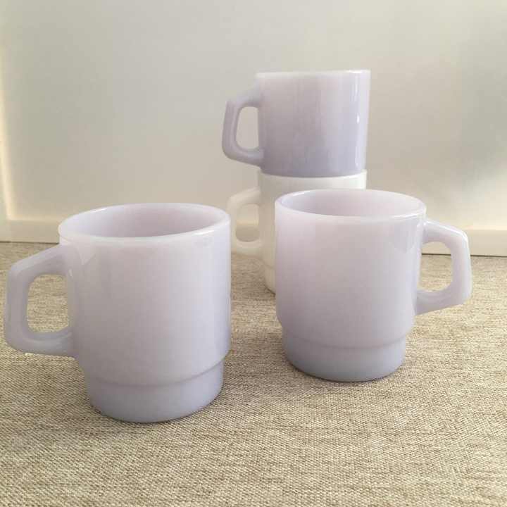 Shanxi Factory Direct Wholesale Korean Milk Glass Purple Jade Glass Coffee Mug  Milk Cup with Handle