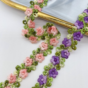 Fabricante de Encaje Bordado Multicolor, Accesorios de Encaje de Poliéster al por Mayor, Adornos de Encaje de Alta Calidad para Prendas - Product Image 3