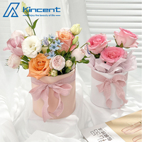 Petite boîte ronde pour fleurs, petite boîte cylindrique de couleur unie, boîte à fleurs pour arrangement floral, boîte cadeau blanche rose