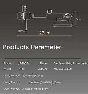 C173 Yesido плоский держатель текстуры из углеродного волокна с полой силиконовой приборной панелью с держателем для телефона - Product Image 6