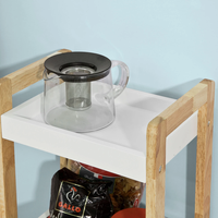 Chariot de rangement en bois Mobile étroite petite étagère organisateur stockage utilitaire chariot support pour cuisine salle de bain 3 niveaux étagère