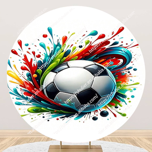 Diámetro 6.5ft Fútbol Foto Fondo redondo Cubierta Negro Blanco Deportes Fútbol <span class=keywords><strong>para</strong></span> Kis Boy Man Fiesta <span class=keywords><strong>de</strong></span> cumpleaños - Product Image 3
