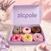 Boîte à donuts en papier kraft de qualité alimentaire, personnalisée, en gros, laminée, vernie, matériaux recyclés, emballage pour pâtisserie, biscuits, desserts