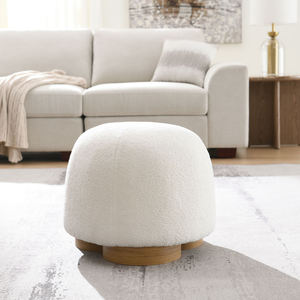 Otomana Tapizada Portátil Moderna de Tela de Lana de Cordero, Taburete Pequeño para Entrada, Sala de Estar, Dormitorio, Reposapiés - Product Image 2