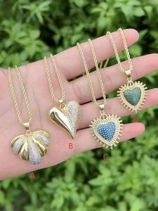 Vintage Gold Plated Fashion Jewelry Design Charm <b>Chain</b> Jewelry for Valentine's Day Gift Zircon Heart Pendant Necklace - Product Image 1