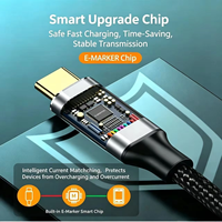 Câble USB-C vers USB-C tressé avec puce E-Marker, Type-C 3.2 Gen2 20 Gbps PD 100 W, charge super rapide, transfert vidéo et données 4K