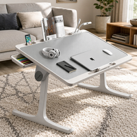 Bureau de lit pliable pour ordinateur portable, support d'ordinateur réglable en hauteur, table portable avec tiroir pour le travail, les études, le dortoir, pour les enfants