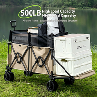 Table de camping pliable à quatre roues, chariot de courses étanche avec ouverture arrière, multi-usages, pour la pêche, le rangement extérieur, en métal