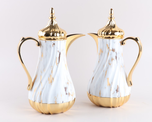 Chất lượng cao 1L + 1L chân không phích cà phê Tea Pot Set với thủy tinh màu hồng Refill Vacuum Flask - Product Image 1