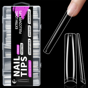 Jieyu 240Pcs Nhà Máy Bán Buôn Nửa Bìa Rõ Ràng XXXL Móng Tay Giả Mẹo Pháp Vuông Phụ Nữ Dài Móng Tay Giả Cho Móng Tay Nghệ Thuật Người Mới Bắt Đầu - Product Image 6