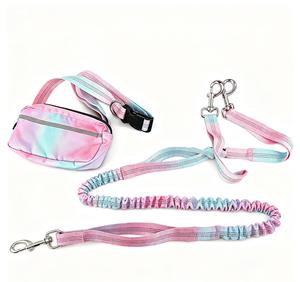 Luxury 5 Uses Pet Collar Leash Harness Set With Bibs Poop Bag Nylon Cotton Bungee <b>Dog</b> Leash - Product Image 1