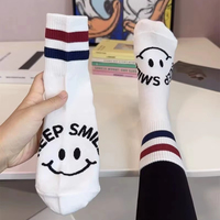 Chaussettes fines en maille transparentes à motif visage souriant, antidérapantes, respirantes, écologiques, avec logo, pour usage quotidien 2025