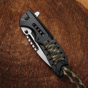 Cuchillo Plegable Táctico de Supervivencia Bochen para Caza y <span class=keywords><strong>Bushcraft</strong></span>, Hoja de Acero Negro, Mango de Plástico con Cuerda - Product Image 4