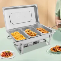 Chafing Dish Buffetset 3-delige roestvrijstalen rechthoekige voedselwarmer professioneel voor bruiloften, catering en hotelbuffetten