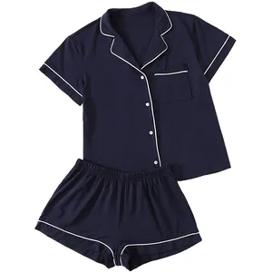 Pijamas de Algodón 100% con logotipo personalizado para mujer y niño, conjunto de 2 piezas de ropa de dormir corta y larga, para verano e invierno