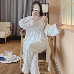 Mujeres embarazadas con almohadilla para el pecho tres juegos de pijamas primavera y otoño mujeres embarazadas <span class=keywords><strong>lactancia</strong></span> mes vestido verano tela de alimentación - Product Image 3