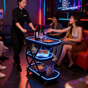 Carrito de bebidas iluminado con luces LED, panel de interruptores multifuncional, portátil para bares, discotecas, KTV, uso comercial - Product Image 1