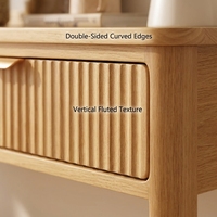 Console en bois massif encastrée avec 3 tiroirs, table d'entrée étroite contemporaine avec étagères de rangement ouvertes pour salon et hôtel