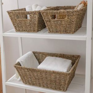 Cesta de Lavandería de Yute y Pasto Marino, Almacenamiento <span class=keywords><strong>para</strong></span> Ropa en Habitación Infantil, Redonda con Asas de Ratán, Estilo Coqueta - Product Image 4