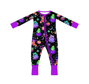Tutina per Neonati in Bambù con Cerniera, Pigiama di Halloween con Motivo Ragno e Ragnatela - Product Image 3